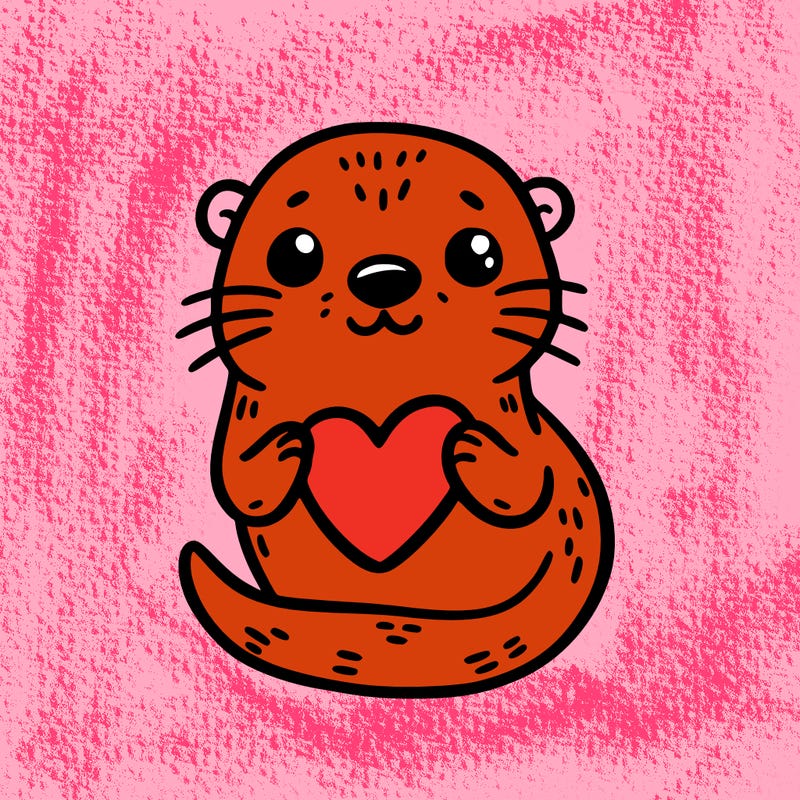 otter with a heart