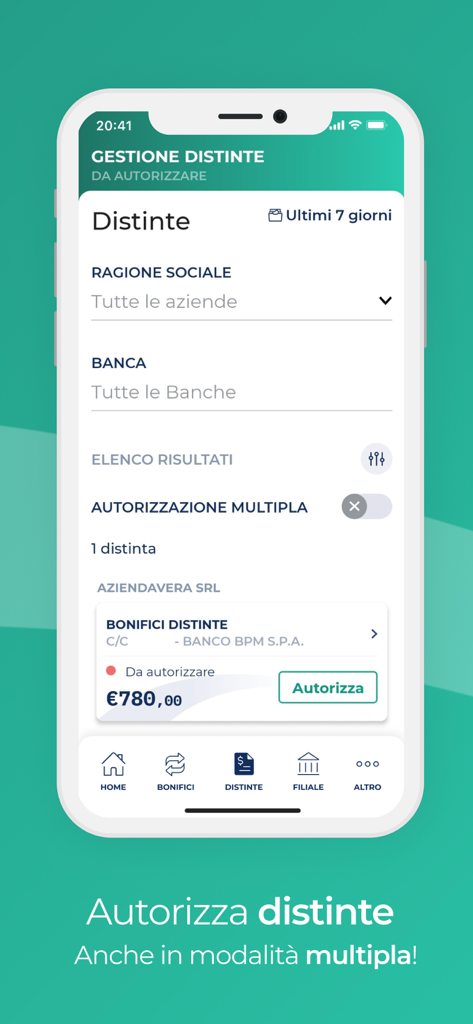 YouBusiness App - Interface of the YouBusiness App showing a screen for managing and authorizing business payment batches.