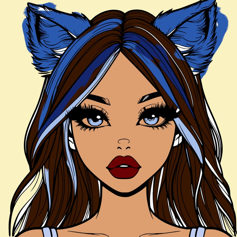 realistic girl with fox ears and realistic lips