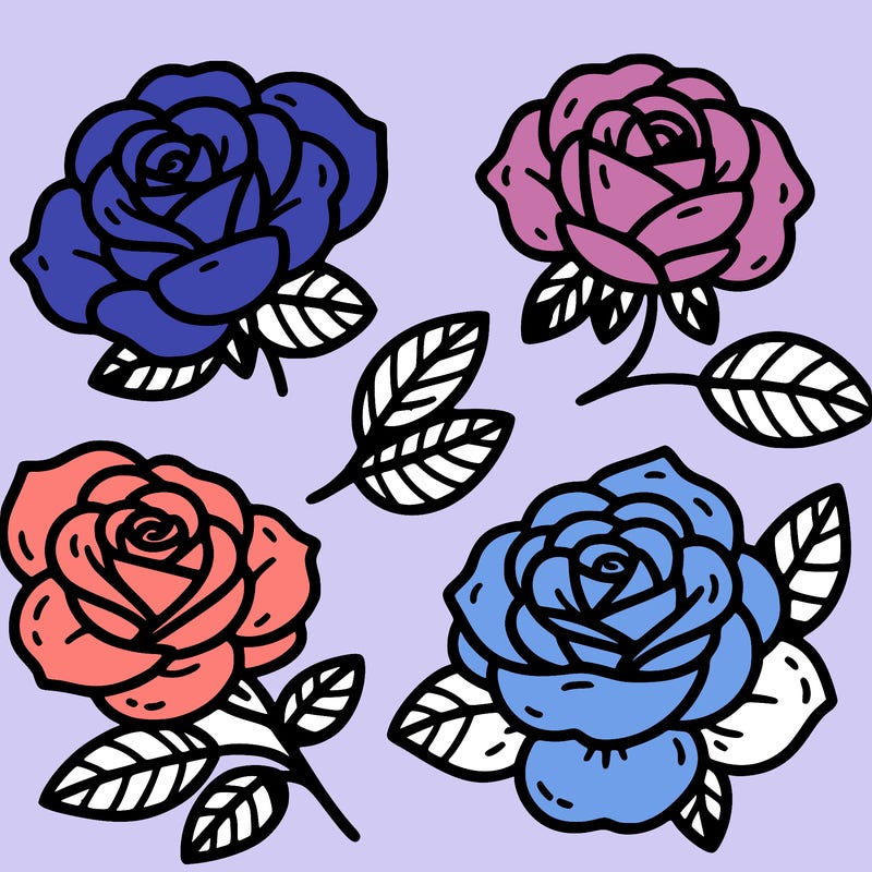 cute four pieces roses