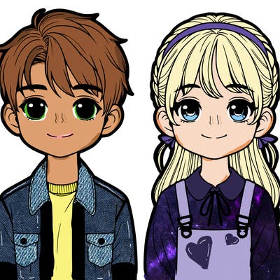 realistic boy and girl