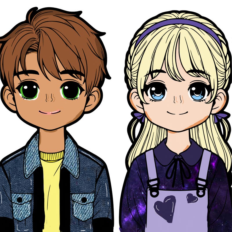 realistic boy and girl