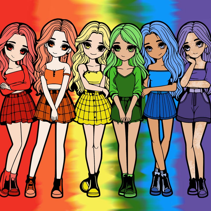 a group of girls realistic