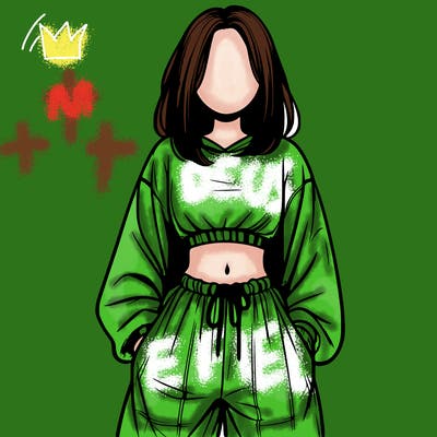 realistic girl faceless with baggy pants and a crop top