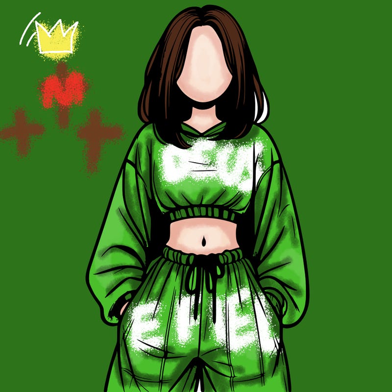 realistic girl faceless with baggy pants and a crop top