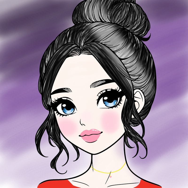 realistic pretty girl with hair in bun