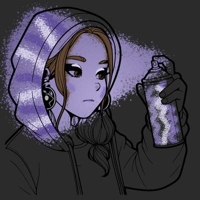 a realistic girl, spray painting