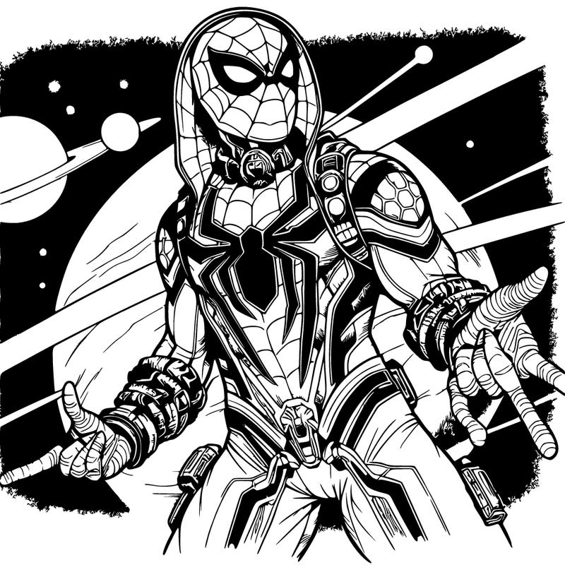 realistic spider-man and space