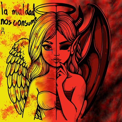 realistic angel half demon