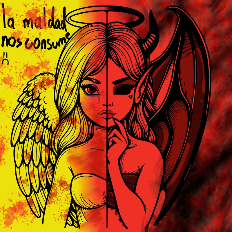 realistic angel half demon