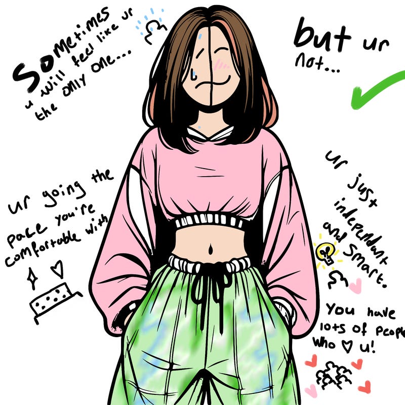 realistic girl faceless with baggy pants and a crop top