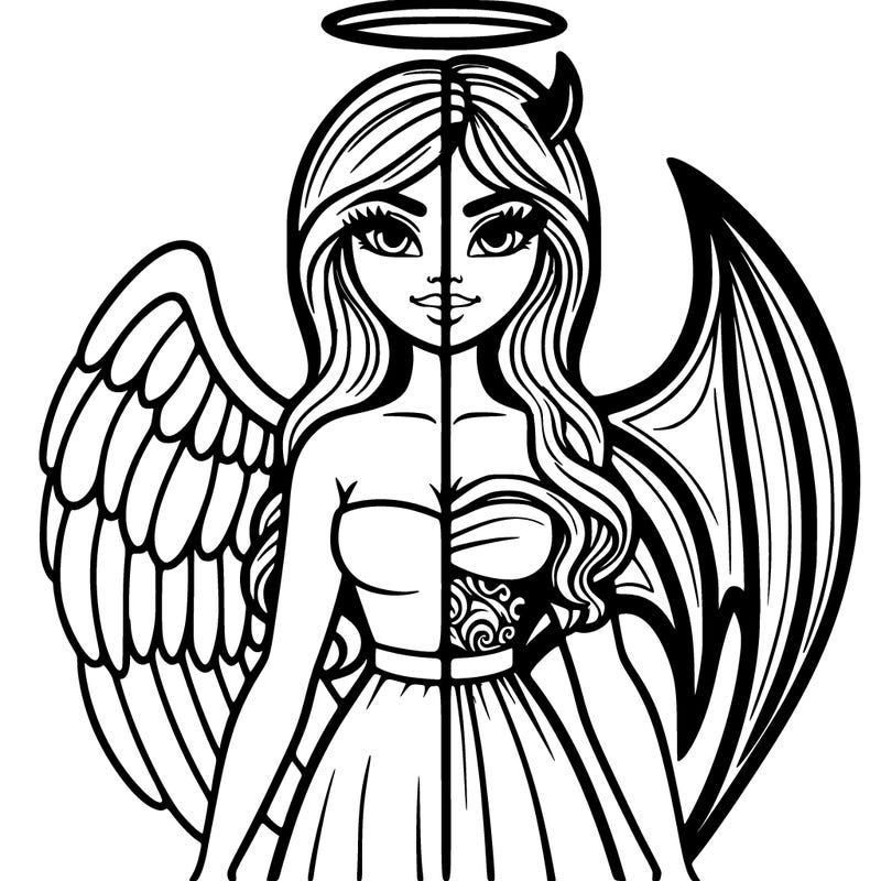 realistic angel half devil