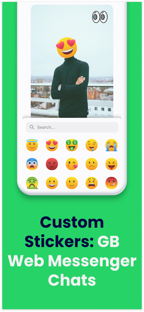 Gb Dual Messenger・Duo Web Chat - Interface de la fonction d'autocollants personnalisés pour les conversations GB Web Messenger avec une variété d'emojis