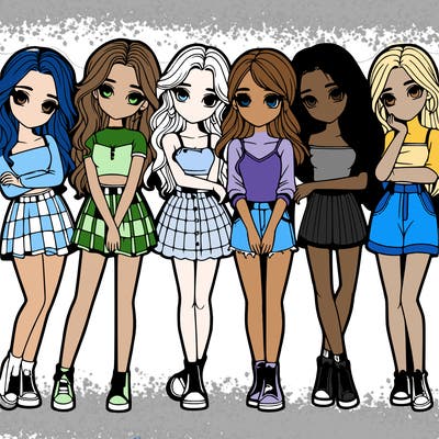 a group of girls realistic