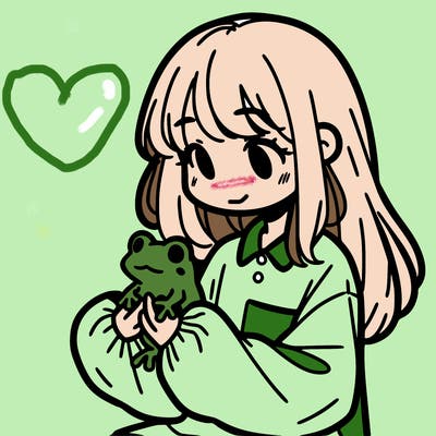 girl with long hair and a oversized shirt. and she is holding a frog