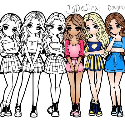 a group of girls realistic