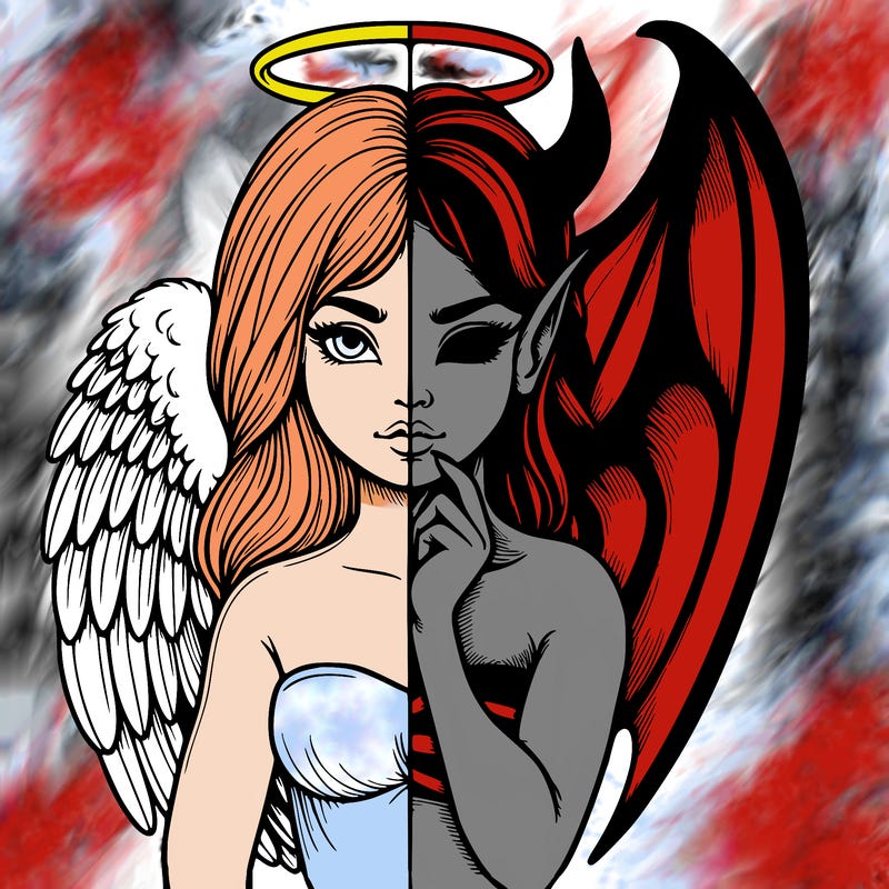 realistic angel half demon