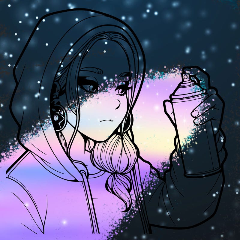 a realistic girl, spray painting