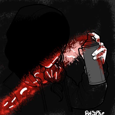 a realistic girl, spray painting