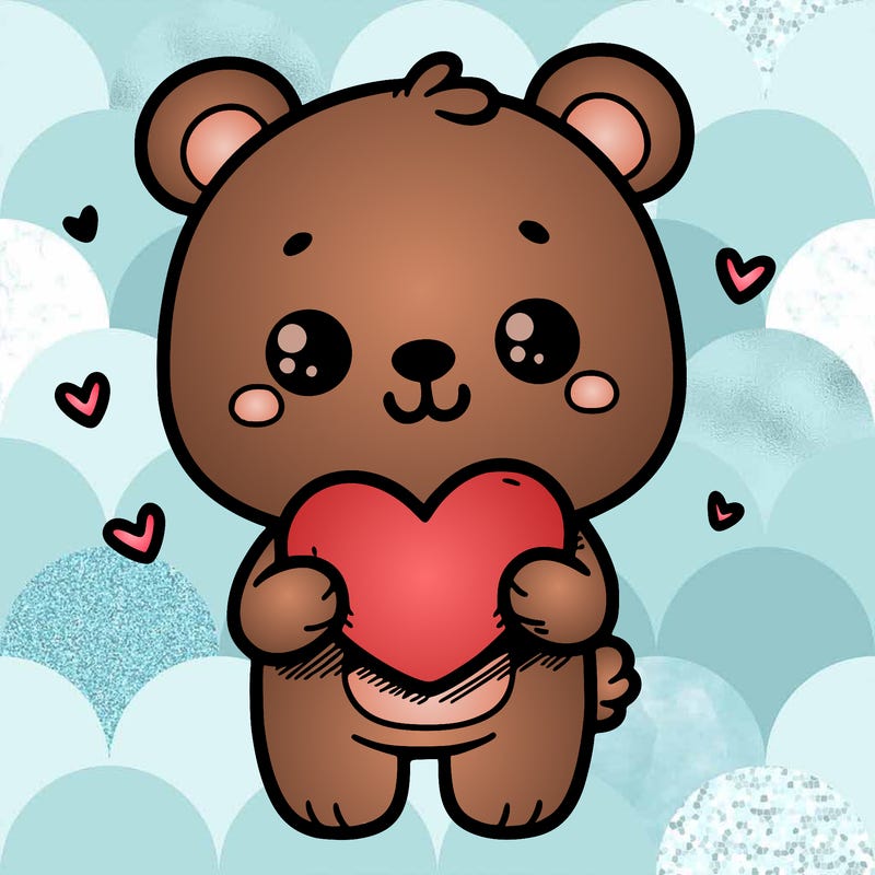 cutie bear holding a heart