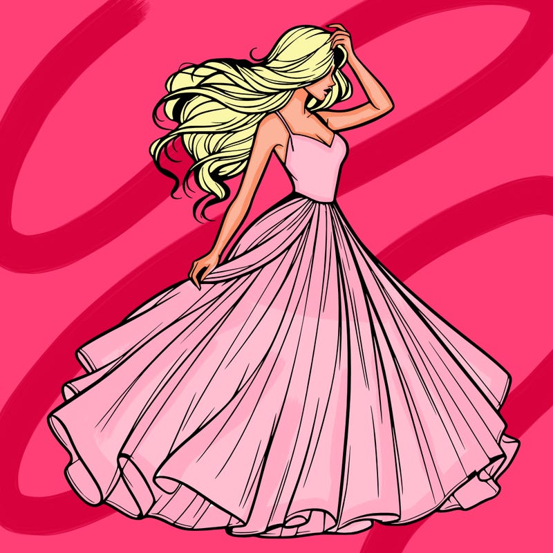 realistic woman with dress flowing in the wind