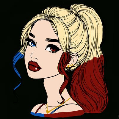 realistic girl with a ponytail on her hair and lips