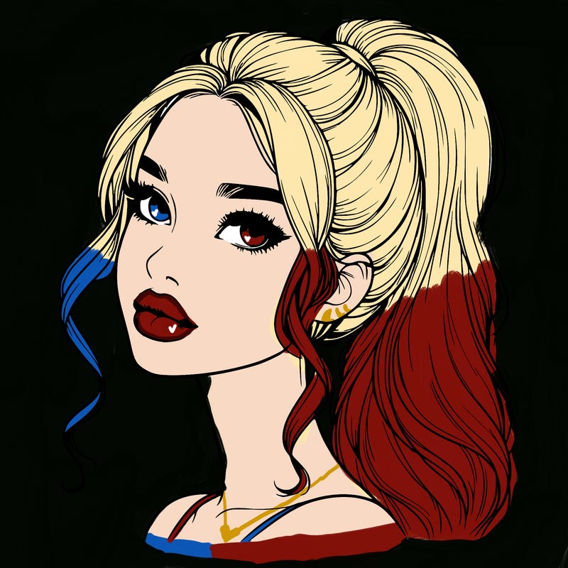 realistic girl with a ponytail on her hair and lips