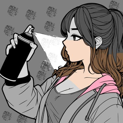 a realistic girl spray, painting