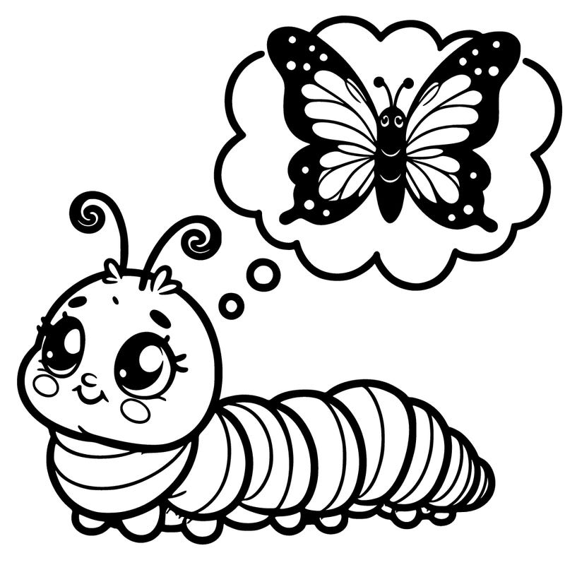 young caterpillar dreaming of butterfly wings