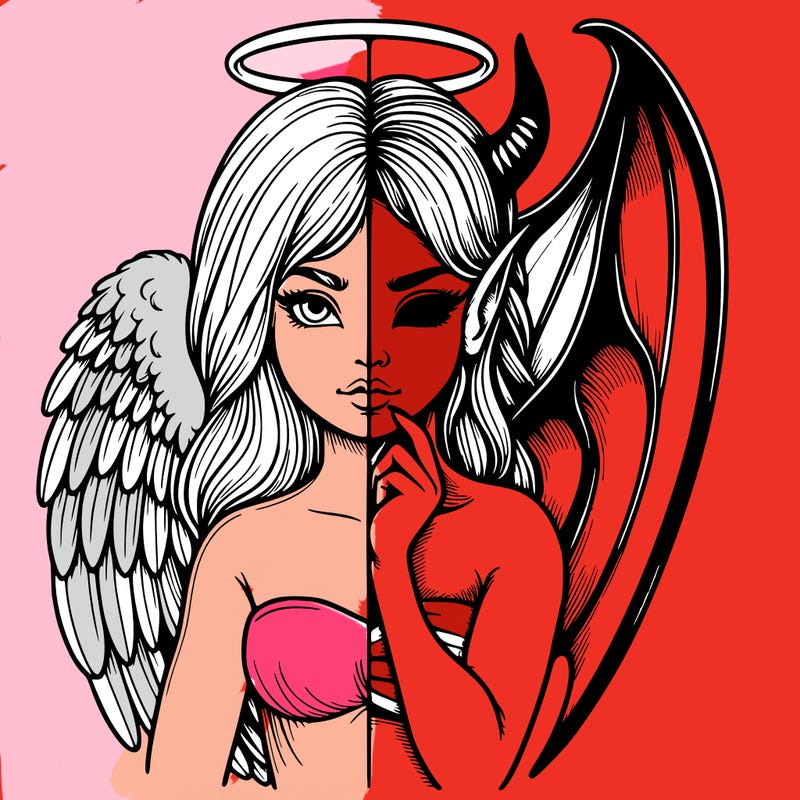 realistic angel half demon