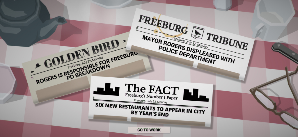 This Is the Police - Three newspaper headlines from the city of Freeburg showing political news and local events.