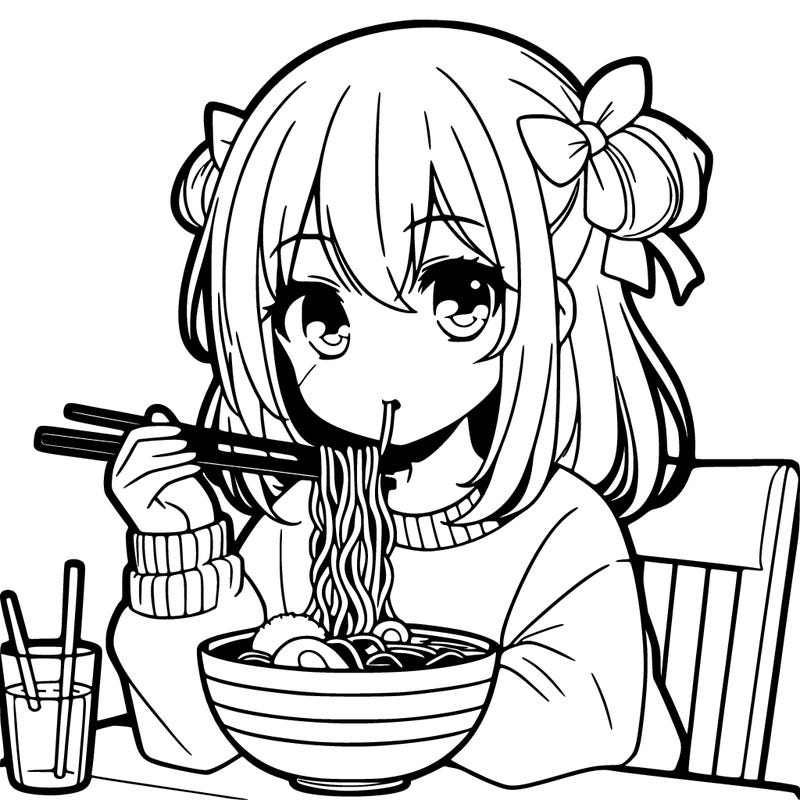 anime girl eating ramen