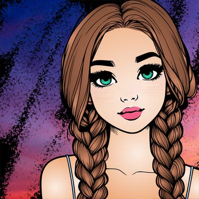 realistic girl with braids