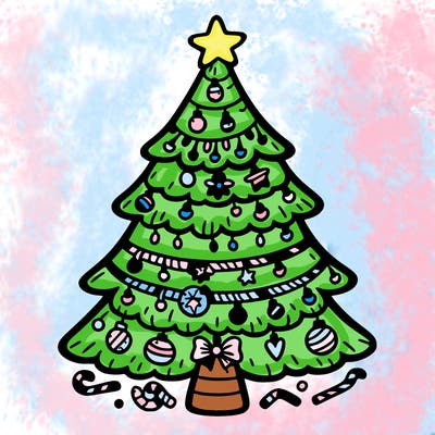 christmas tree with lots of details