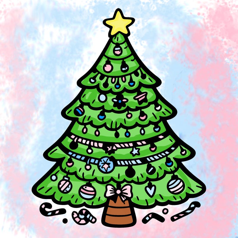 christmas tree with lots of details