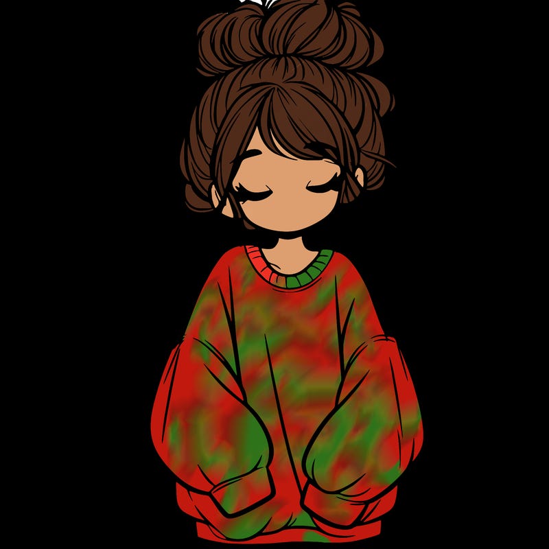girl with baggy sweatshirt and messy bun