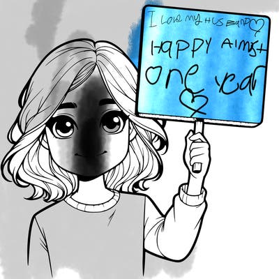 realistic girl holding up a sign