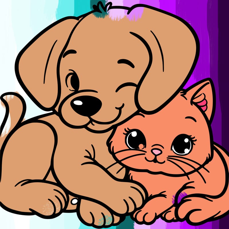 puppy and cat cuddling