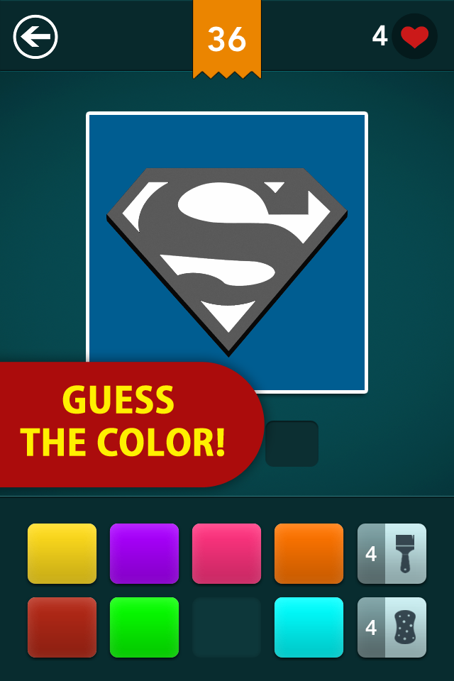 Guess the color quiz featuring the Superman logo icon