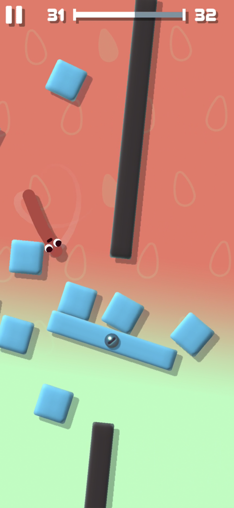 Sausage character jumping across platforms in the game Sausage Flip.