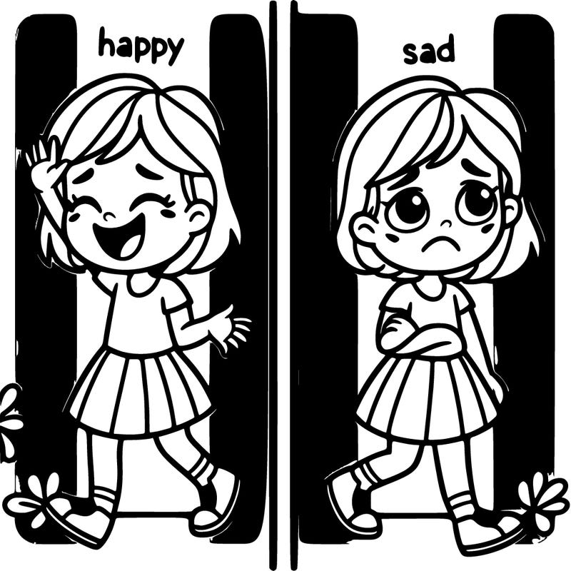 girl happy and sad