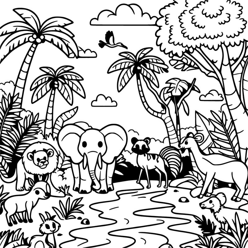 jungle with jungle animals