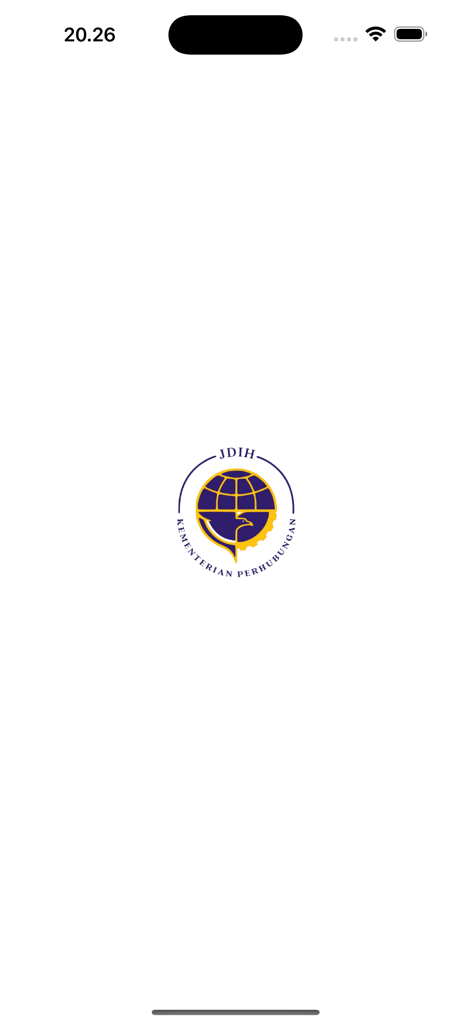 JDIH Kemenhub RI - Splash screen of the JDIH Kemenhub RI app featuring the Indonesian Ministry of Transportation logo on a white background.