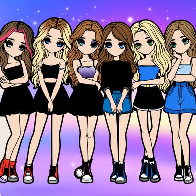 a group of girls realistic