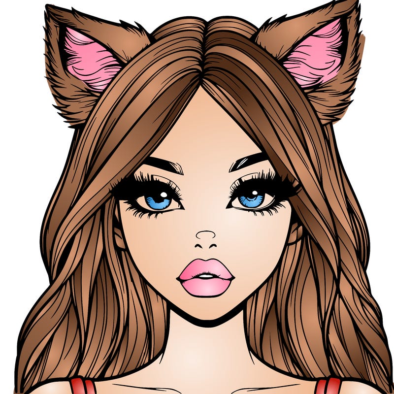 realistic girl with fox ears and realistic lips