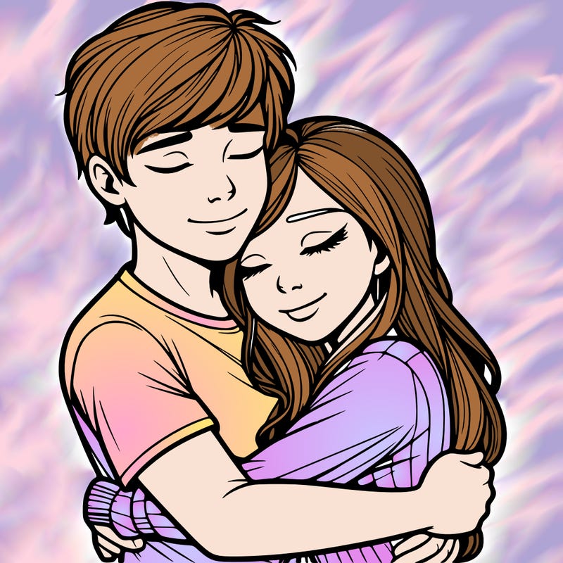 realistic guy and realistic girl hugging