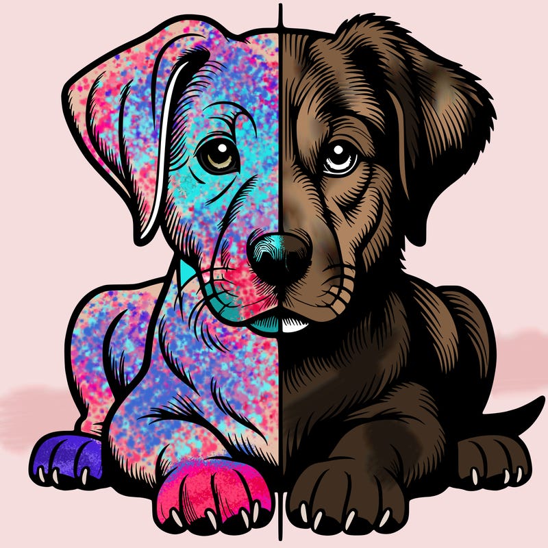 realistic dog split picture