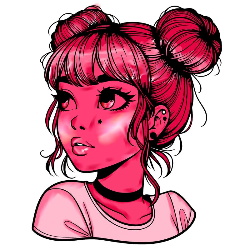 realistic girl with spacebuns