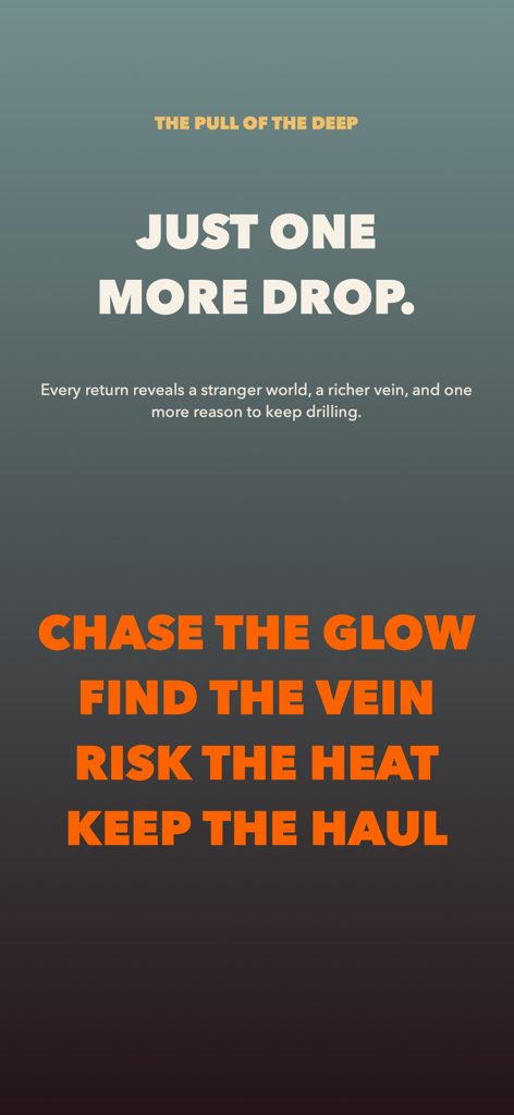 Digline: Cozy Mining - Promotional screen for Digline Cozy Mining with text about the drilling and exploration loop