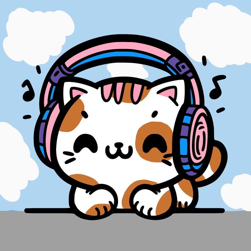 cute cat with headphones on